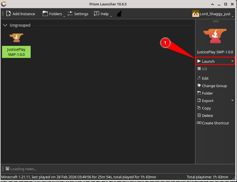 Ready instance in Prism Launcher